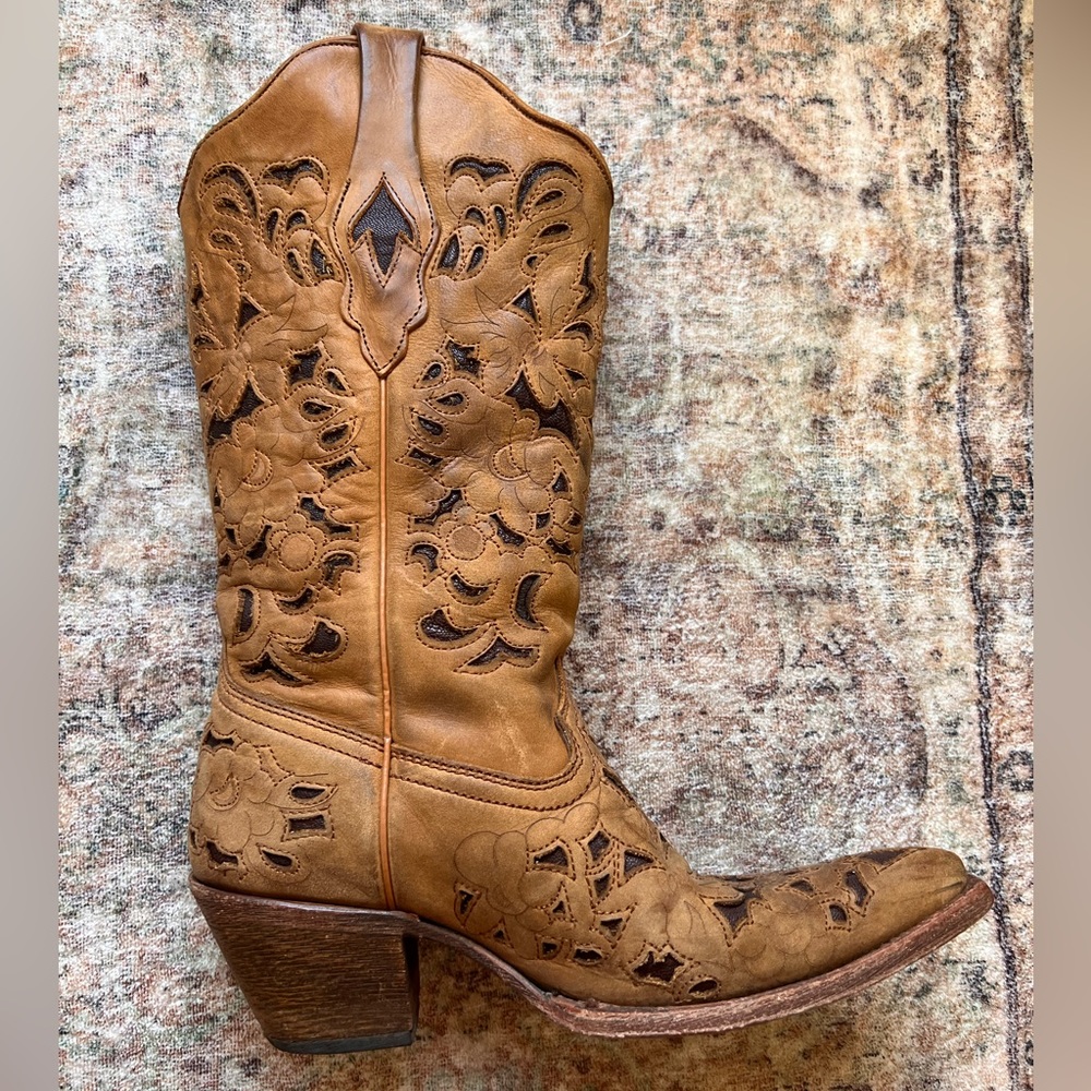 Corral laser cut floral western boots